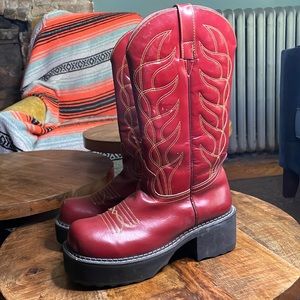 Vintage Fluevog red cowboy boots